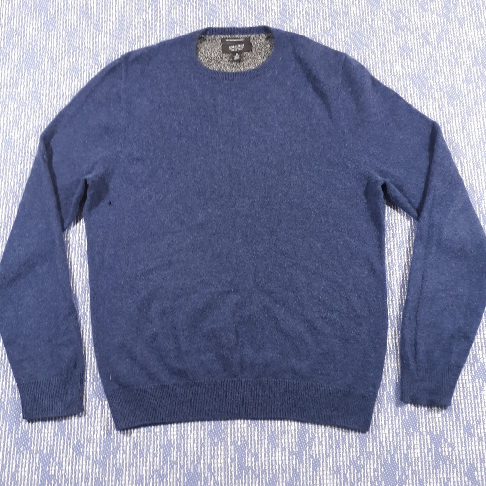 Nordstrom 100% Cashmere Sweater Mens Size M Blue Crew Neck Soft Lightweight